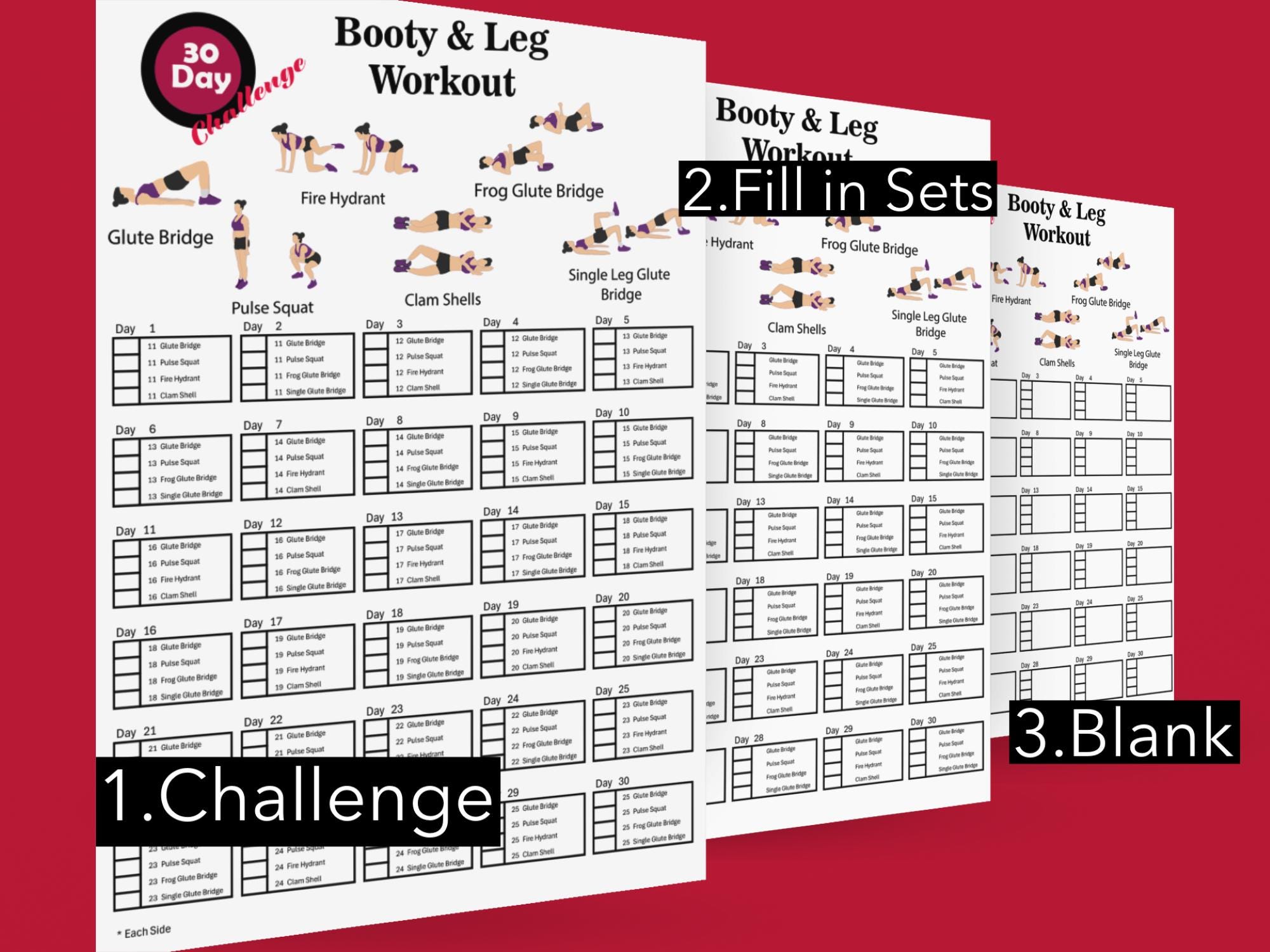 Summer Booty Perfect Booty Workout Planner Fitness Plans for All Levels Challenge 30 Day Glutes Challenge Bikini Booty Workouts Etsy