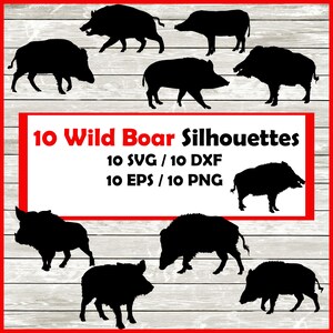 Wildschwein Silhouette Pack - 10 Designs | Digitaler Download | 10 Png, SVG, DXF, EPS Schnittdatei sofort download Wildschwein