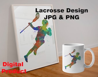 Lacrosse players print , printable art posters, Sport art, teen room, Lacrosse player gift  - Digital Download - JPG (multiple ratio) & PNG