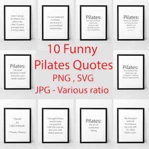 10 divertenti citazioni sul Pilates, stampa sul Pilates, citazione sul Pilates, regalo sul Pilates, poster motivazionale, Joseph Pilates Pilates Studio, JPG, SVG, PNG