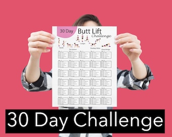 30 Day Butt Lift Challenge | Hip Raise Workout | Digital Workout Planner | Booty Exercise | Digital Printable Fitness ｜Butt Workout | Guide