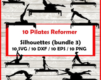 Reformer Pilates Fitness Silhouette - 10 Designs | Digital Download | SVG, PNG,  EPS, Png Pilates clipart Fitness clipart bundle 3
