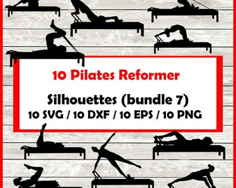 Reformer Pilates Fitness Silhouette - 10 Designs | Digital Download | SVG, PNG,  EPS, Png Pilates clipart Fitness clipart bundle 7