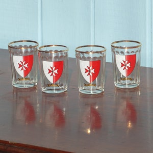 Four vintage shot glasses with Maltese crest image 3