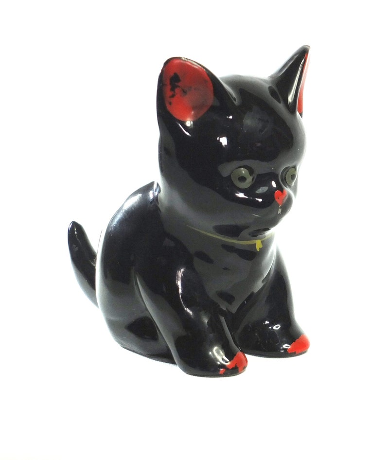 Cute 1950's Hand Painted Kitten Figurine image 1