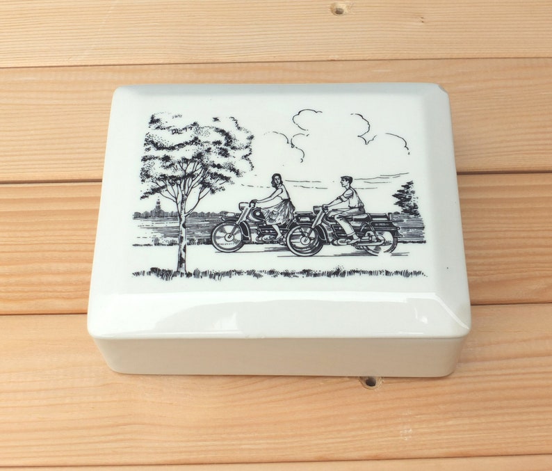 Vintage Dutch Sparta Motorcycles Ceramic Trinket/Jewellery Box image 5