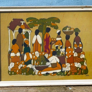 Vintage Framed African Batik Fabric image 1