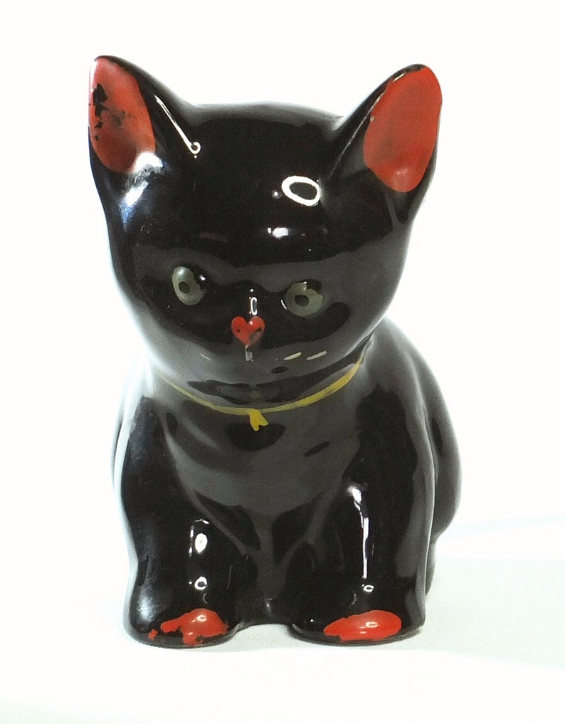 Cute 1950's Hand Painted Kitten Figurine image 2