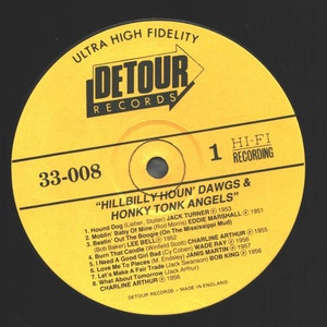 Various Hillbilly Houn Dawgs and Honky-Tonk Angels 33rpm Vinyl LP image 3
