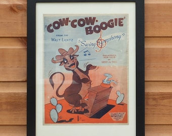 Framed Cow Cow Boogie Vintage Sheet Music