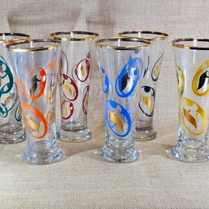 Six Stylish Mid Century Pilsner Glasses image 3