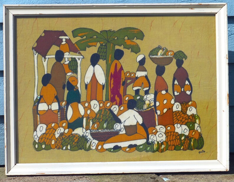 Vintage Framed African Batik Fabric image 2