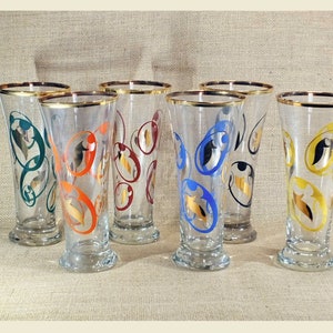 Six Stylish Mid Century Pilsner Glasses image 1