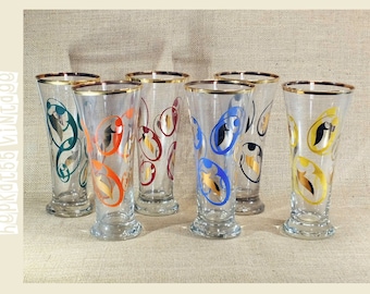 Six Stylish Mid Century Pilsner Glasses