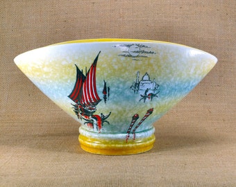 Rare Retro Mid Century Sylvac Vase With Venetian Scenes