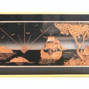 Two Small Mid Century Chinese Framed Cork Dioramas image 3