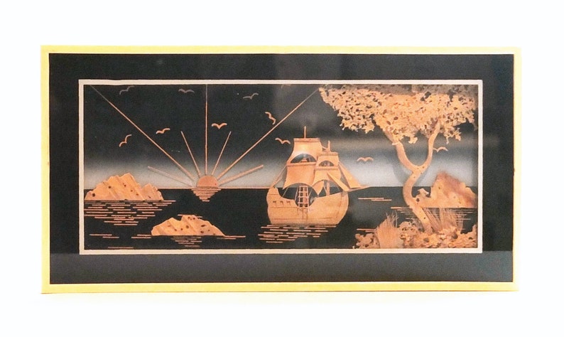 Two Small Mid Century Chinese Framed Cork Dioramas image 3