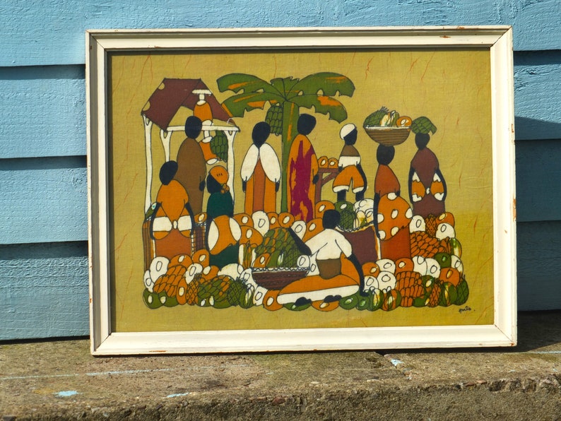 Vintage Framed African Batik Fabric image 4