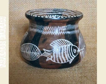 Small African Sgraffito Decorated Stone Vase