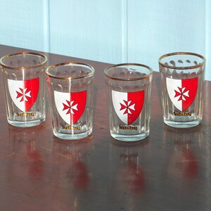 Four vintage shot glasses with Maltese crest image 4