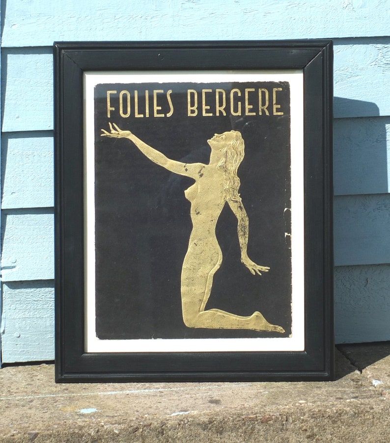 Vintage Early 1950's Framed Folies Bergere Program Cover image 2