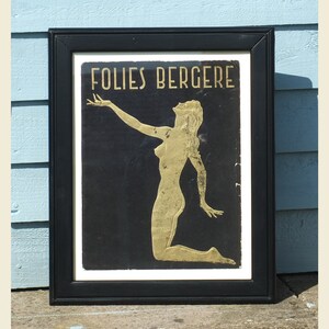 Vintage Early 1950's Framed Folies Bergere Program Cover image 1