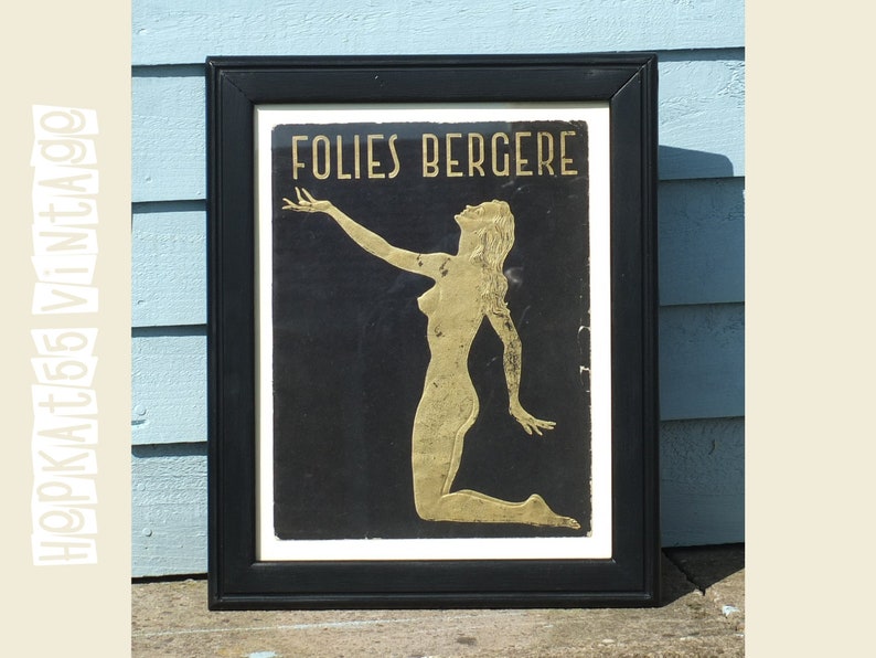 Vintage Early 1950's Framed Folies Bergere Program Cover image 1