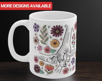 Taza personalizada para abuela, regalo de cumpleaños personalizado para abuela de nietos con nombre, taza con nombre de nietos, taza para el Día de la Madre, taza de café