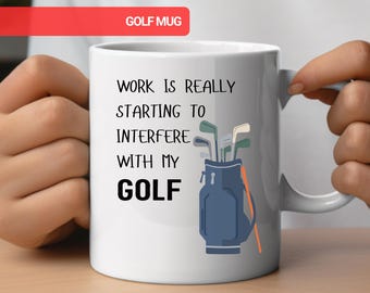 Funny Golf Mug for Colleague, Novelty Golfer Mug for Dad, Golf Lover Mug, Mug for Golf Player, Gift for Co-Worker, Gold Cup for Partner