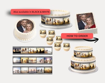 Kamera Filmrolle essbare Icing Cake Wrap Topper personalisiert mit Ihren eigenen Bildern Bandrand Geburtstag maßgeschneiderte Jubiläumsfeier