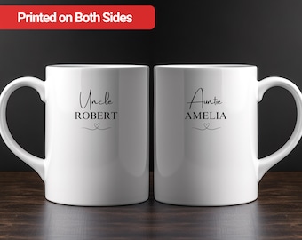 Personalized Aunt And Uncle Mug, Custom Name Coffee Cups, Pregnancy Announcement Gift, Promoted To Aunt And Uncle Present, Baby Reveal Gift