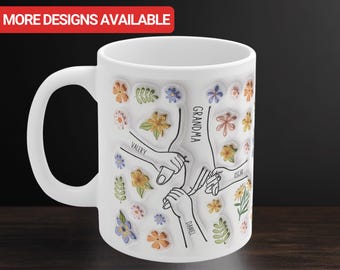 Taza personalizada para abuela, regalo de cumpleaños personalizado para abuela de nietos con nombre, taza con nombre de nietos, taza para el Día de la Madre, taza de café