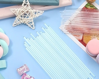 50Geen doorzichtige acryl ronde cake-cupcake-stokjes. 3 mm x 150 mm lang, lollystaven, cakepops, inzet cupcaketopper, ondersteuning topper,