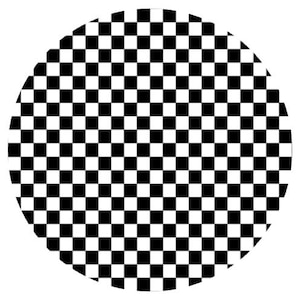 Peut inclure: Un motif en damier noir et blanc en forme de cercle.