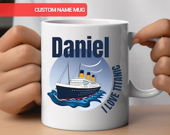 Personalised Titanic Mug for Kids, Custom Name Ship Cup, Cruise Ocean Liner Mug for Kids, Nautical Boy Gift, Birthday Christmas Present