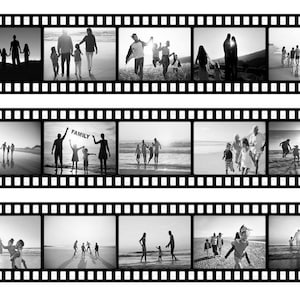 Spersonalizowana rolka filmu fotograficznego, jadalna ozdoba do tortu z lukru z Twoimi własnymi zdjęciami. Obramowanie ze wstążki, prezent urodzinowy w formie kolażu ze zdjęć.
