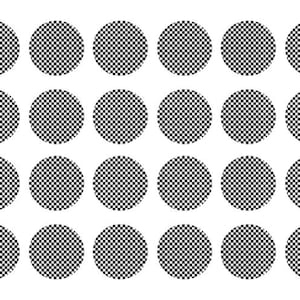 Könnte beinhalten: Ein Satz von 24 schwarz-weißen karierten Kreisen. Die Kreise sind in einem 4x6-Raster angeordnet.