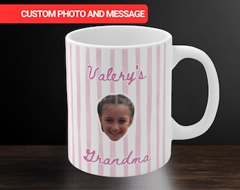 Personalised Baby Face Photo Mug, Balloons Baby Picture Cup, New Grandparents Mug Keepsake, New Mom Dad Coffee Gift, Custom Kids Face Mug