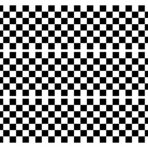May include: Black and white chequered pattern. The pattern is made up of alternating black and white squares.