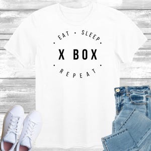 Maglietta Eat Sleep X Box Repeat, maglietta regalo per giocatori di console, maglietta da giocatore, regalo per lui o per lei, preferirei giocare, maglietta da gioco