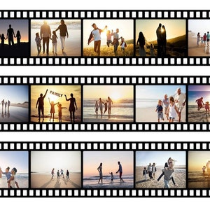 Rolka filmu fotograficznego Jadalny lukier do tortu Topper personalizowany Twoimi zdjęciami Obramowanie wstążkowe Urodziny Niestandardowe Rocznica