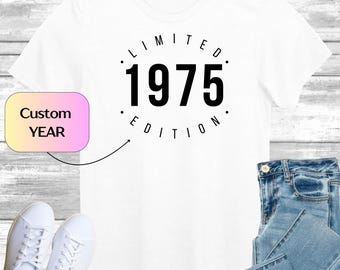 Custom Year Limited Edition T-Shirt, Personalised Gift Shirt for Mum, 40th Birthday Shirt Tee Top, Gift for Dad, Personalisable Present for