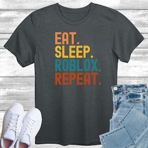 Retro-Stil Eat Sleep Roblox Wiederholung T-Shirt, Vintage Sunset Game Streamer Shirt, Gaming Top, Geschenk Tee für Roblox Liebhaber, Robucks Shirt