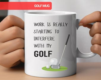 Funny Golf Mug for Colleague, Novelty Golfer Mug for Dad, Golf Lover Mug, Mug for Golf Player, Gift for Co-Worker, Gold Cup for Partner