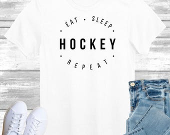 Eat Sleep Hockey Repeat T-Shirt, Gift Shirt for Ice Game Lover, Ice Hockey Player Tee Shirt Top, Gift for Him or Her, Gift for