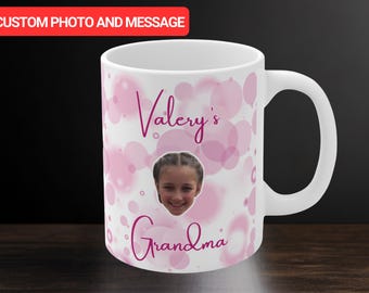 Personalised Baby Face Photo Mug, Balloons Baby Picture Cup, New Grandparents Mug Keepsake, New Mom Dad Coffee Gift, Custom Kids Face Mug