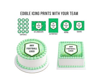 Own Football Team Logo Edible Cake & Cupcake Toppers, Your Own Image Printed on Icing Sheet, Various Shapes and Size, Custom Logo Topper