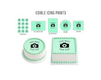 Personalised Edible Cake & Cupcake Toppers, Your Own Image and Text Printed on Icing Sheet, Various Shapes and Size, Custom Photo Topper