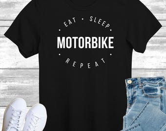 Eat Sleep Motorbike Rapport T-Shirt, Geschenk für Motorradliebhaber, Fahrrad-T-Shirt, Geschenk für Sie und Ihn, Geschenk für Papa, Radfahrer, Biker