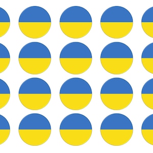 24 of 12 eetbare cupcaketoppers met Oekraïense vlag gedrukt op premium wafelkaart of glazuurvel, happy birthday party cadeau voor Oekraïne land